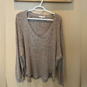 Z Supply V-Neck Sweater in Taupe